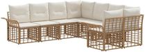 vidaXL - Hoek loungeset - 8 zitplekken - Polyester - Naturel et crème blanc