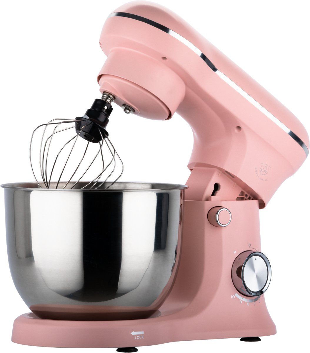 Royal Swiss® - Keukenmachine 1500W - 5L RVS Mengkom - Planetair Mengsysteem - 10 Snelheden + Pulse - Roze