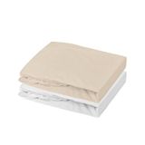 Mon PTIT Dodo Set van 2 hoeslakens, jersey, wit/nude, 70 x 140 cm