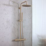 Hudson Reed Colonne de douche thermostatique moderne avec pomme de douche ronde et douchette - Beige (Sand)