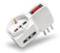 V-TAC Drievoudige stopcontactadapter, 3-zits met schakelaar, 2 zijdelingse stopcontacten 10/16 A en een voorkant 10/16 A shuko, meervoudige stekkerdoos voor thuis, kantoor, stekker 10 A - wit