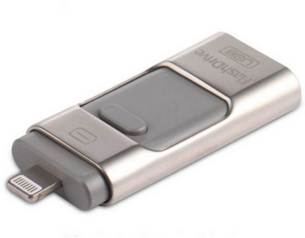 HaverCo USB FLASH Drive voor iP hone 6 65 5 S iP ad HD memory stick Otg Micro 16 GB zilver