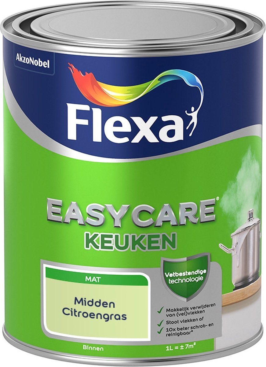FLEXA Easycare Muurverf - Keuken - Mat - Midden Citroengras - 1 liter