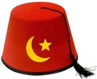 Merkloos Carnaval verkleed hoedje - Fez - rood - Marokkaans - Turks - Arabisch - volwassenen - 1001 nacht thema