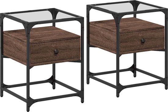 vidaXL Nachtkastjes 2 stuks 40x40x55 cm bewerkt hout bruin eikenkleurig