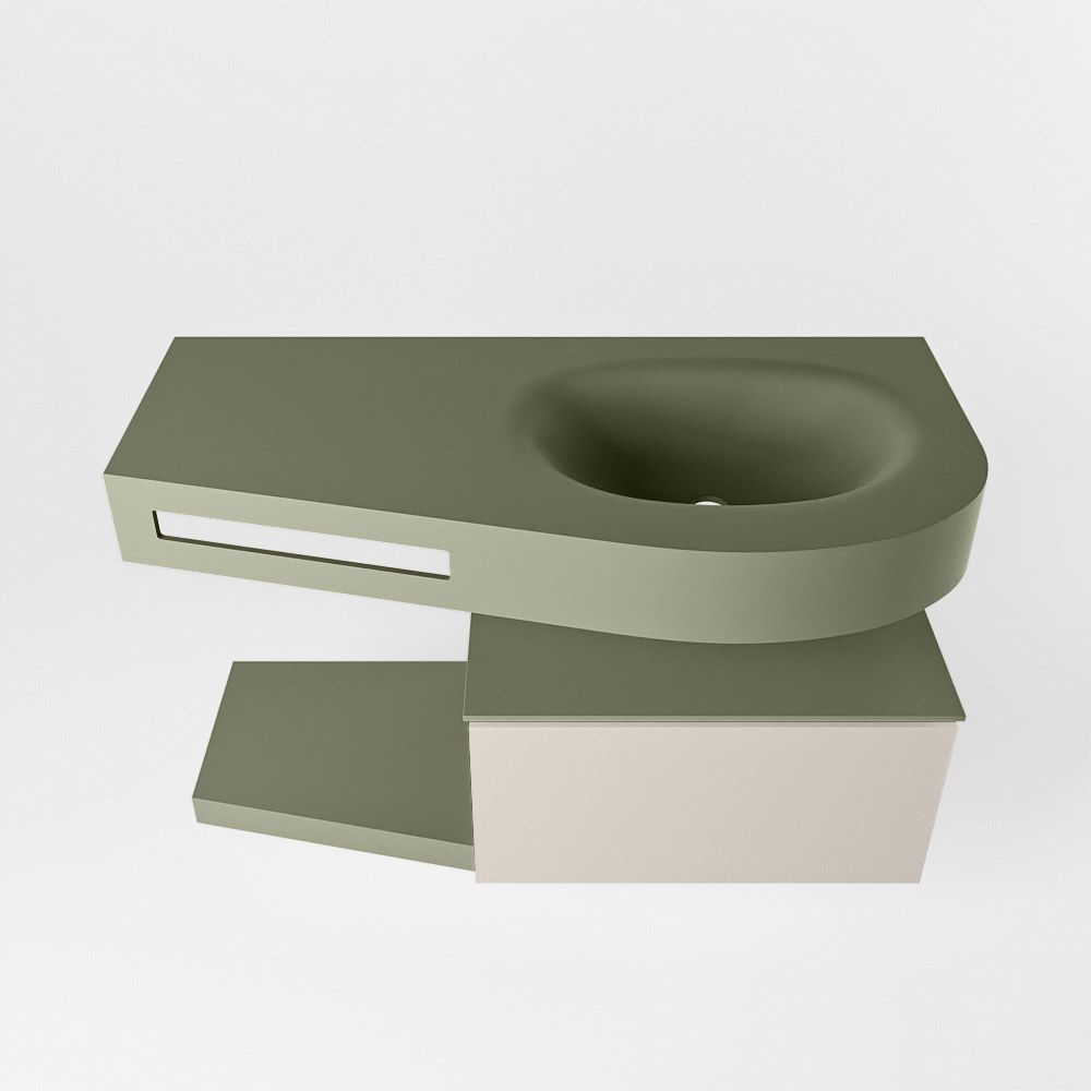 Mondiaz Riva Dulcet badkamermeubel rechts 100 army en linen - 100 x 50 x 53 cm