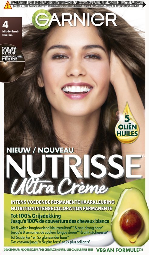 Garnier Crème Nutrisse Crème 4 - Middenbruin - Haarverf bruin