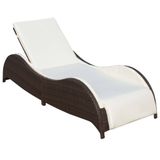 VidaXL Lounge Stoel Gecapitonneerde Zitting Polyrattan Staal Crème Wit