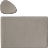 Zeller Placemats en onderzetters lederlook - set 6x - metallic taupe