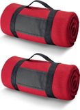 Merkloos Fleece dekens/plaids met afneembaar handvat - 6x - Rood - 150 x 120 cm