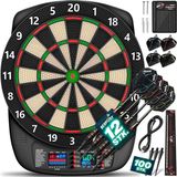 RE:SPORT® Jeu de fléchettes électronique professionnel avec 12 fléchettes + 24 vols Pro + 100 pointes de fléchettes et accessoires, machine à fléchettes électronique pour 1-8 joueurs avec 427 variantes, jeu de fléchettes électronique avec écran LED