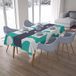 Bonamaison Tafelkleed, Anti-Mold, Sneldrogend, Waterdicht, 100% Polyester Tafellaken, Turkoois, wit, 140 x 200 Cm