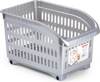 Plasticforte opberg Trolley Container - zilver - op wieltjes - L30 x B18 x H19 cm - kunststof - opslag box/bak - 10 liter