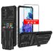 THMEIRA Beschermhoes voor Samsung S20 FE, met kaarthouder, 360 graden, schokbestendig, rondom bescherming, met displaybescherming van gehard glas, zwart