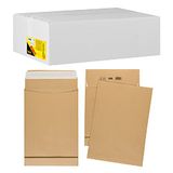 Idena 10253 - Vouwzak, zelfklevend zonder venster, DIN B4, 150 g/m², 4 cm bodem, 100 zakken, 250 x 352 mm, natron-bruin