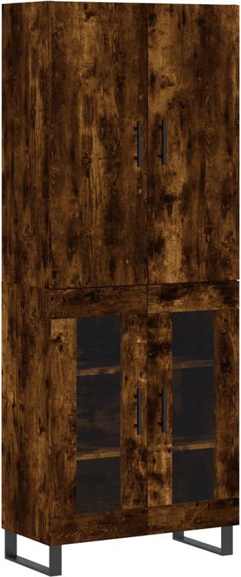 vidaXL Hoge kast bewerkt hout gerookt eikenkleurig 69,5x34x180 cm