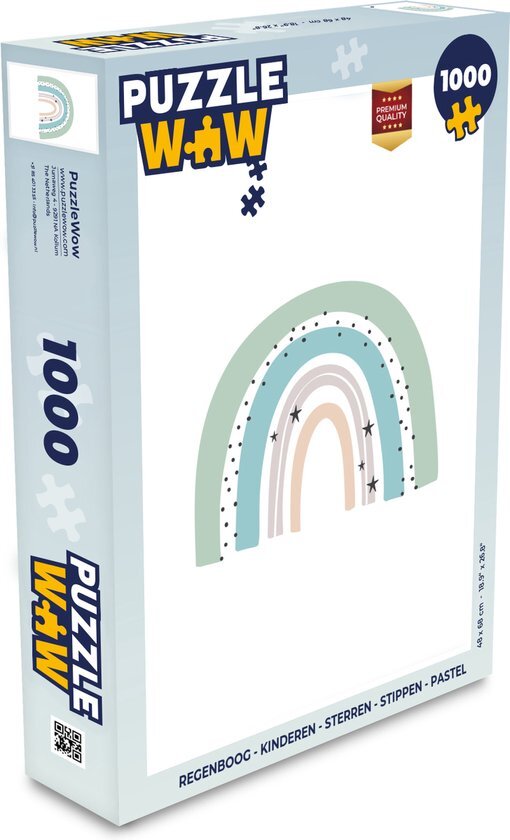 MuchoWow Puzzel Regenboog - Kinderen - Sterren - Stippen - Pastel - Legpuzzel - Puzzel 1000 stukjes volwassenen - Sinterklaas cadeautjes - Sinterklaas voor grote kinderen