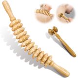 Merkloos Gua sha Houten massageset - 2 stuks - Massageroller met twaalf rollen - Kleine neusroller