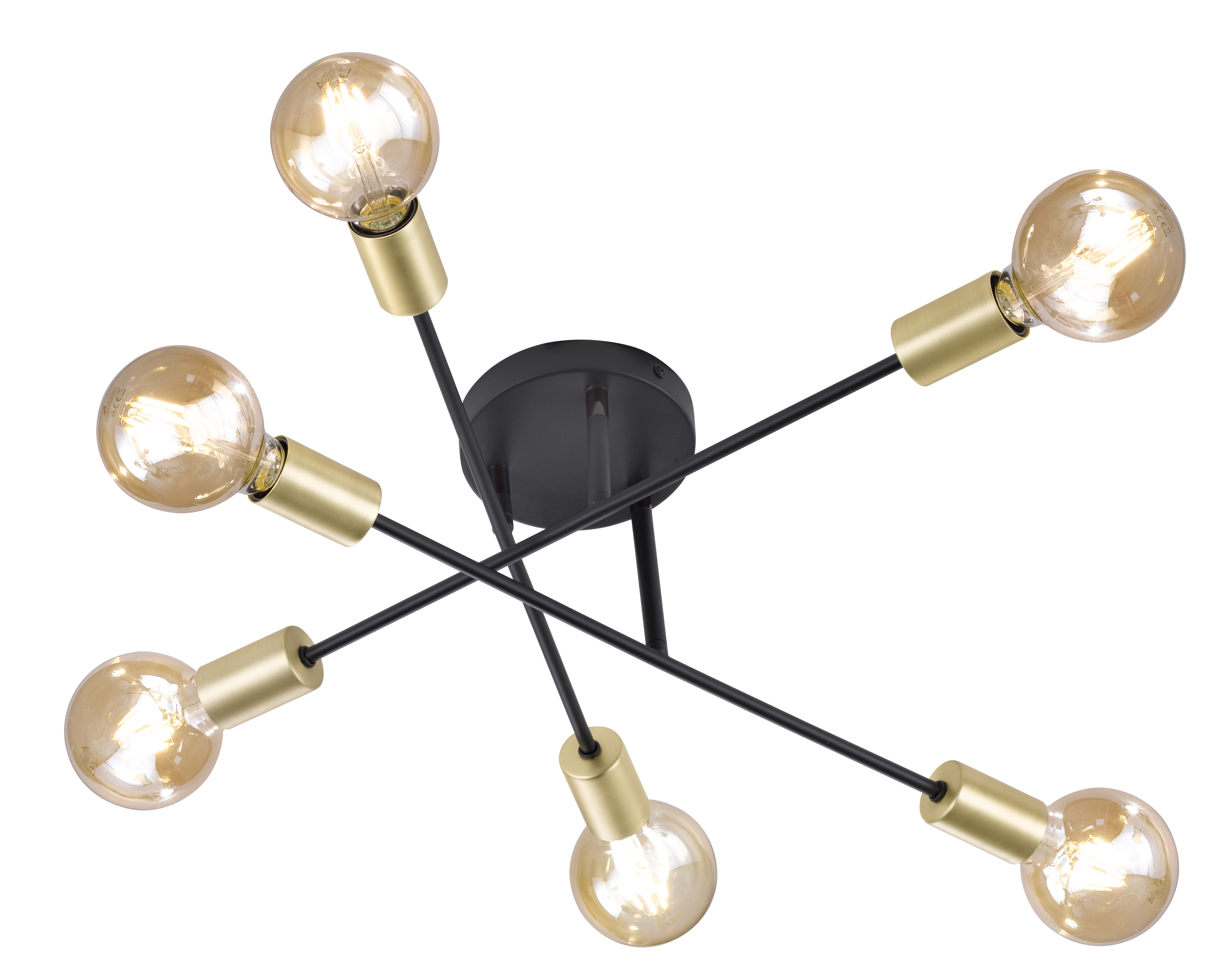 TRIO LEUCHTEN Bondi - Plafondlamp - 6 lichts - Ã˜ 570 mm - zwart