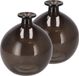 DK Design Bloemenvaas rond model - 2x - helder gekleurd glas - zwart - D13 x H15 cm