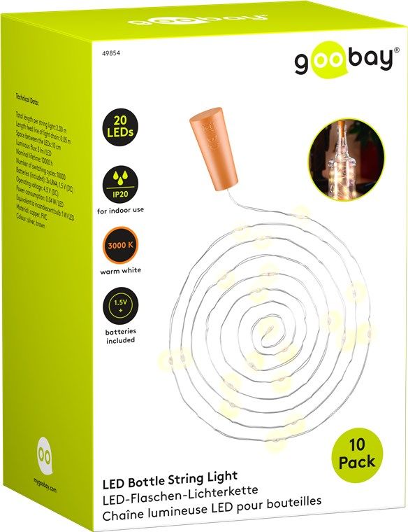 Goobay 49854 - Flessenverlichting - LED - Warm Wit - 10 stuks