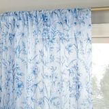 No. 918 Ambree Vintage Bloemen Sheer Rod Pocket Gordijnpaneel, 129,5 cm x 160 cm, Chinoiserie Blauw