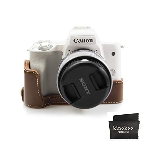kinokoo PU lederen cameratassen half hoesje voor EOS M50 handgreep, BRON