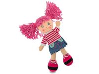 Teorema Charlotte lappenpop met gekleurd haar, kleurrijke stoffen pop, speelgoed voor kinderen, hoogte 30 cm