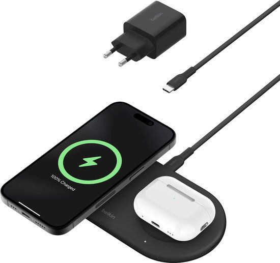 Belkin Boost Charge Pro 2-in-1 Draadloze Oplader - 15W - Zwart
