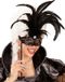 Vegaoo Masque sur bâton avec grandes plumes noires pour adultes