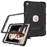 iPad Apple iPad mini4/5 hoes met standaard, duurzaam, schokbestendig, harde hybride drielaagse beschermhoes, softshell, Apple tablet, siliconen hoes (zwart + zwart)