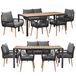 Bol Salon de jardin pour 6 personnes avec table WPC, canapé, chaises - résistant aux intempéries - corde tressée - coussins - salon d'extérieur - anthracite/bois