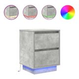 VidaXL Nachtkastje met LED-verlichting 38x34x50 cm betongrijs