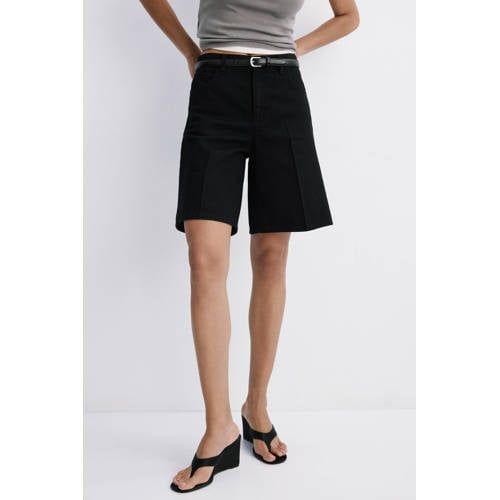 Mango Straight Leg Denim Short - Zwart