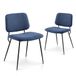 COLAMY Moderne gestoffeerde eetkamerstoelen, set van 2, stoffen eetkamerstoelen, accent-dinerstoel, stijlvolle keukenstoelen met solide metalen poten en gebogen rug, blauw