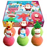 ZIMPLI 6 stuks 100 g grote verrassing badbommen met kerstman, 6 x verrassingsspeelgoed binnen, cadeau voor het vullen van kousen, kerstcadeau voor jongens en meisjes