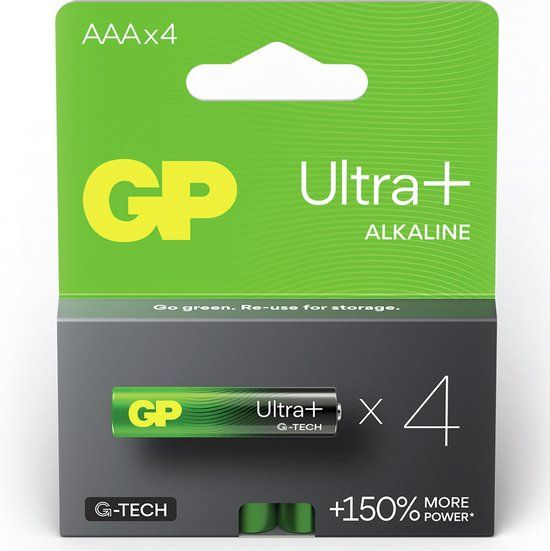 GP Ultra Plus AAA Alkaline Batterijen - 4 stuks