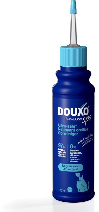 DOUXO SPA Ultra-Safe Ontvettende Oorreiniger voor honden en katten, 120mL
