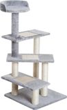 Arbre à chat et arbre d'escalade pour chat - Centre d'activités - 48,5 x 48,5 x 100 cm - 4 niveaux - Bois - Plateaux - Beige et gris