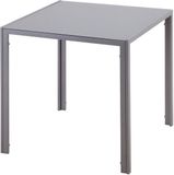 HOMCOM Eettafel - Staal - Gehard Glas - 75L x 75B x 75H cm - Grijs