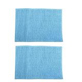 MSV - Set van 2 Chenille microvezel badmat - Lange en zachte pool - SEBS antislip - Machinewasbaar op 30° - Ophanglus - 50 x 80 cm - Lichtblauw