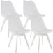 CLP set van 4 Linares eetkamerstoelen met rugleuning en gestoffeerd op beukenhouten frame Kunststof/wit/wit