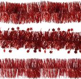 Decoris folie kerstslingers 3x stuks - rood - kunststof - 270 cm