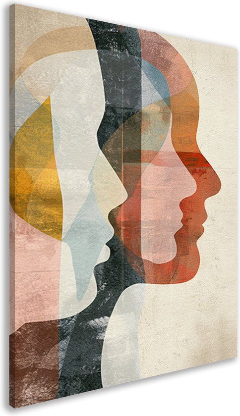 Merkloos / Sans marque Canvas Schilderij - Gezichten Portret - 50x70cm - Klassiek