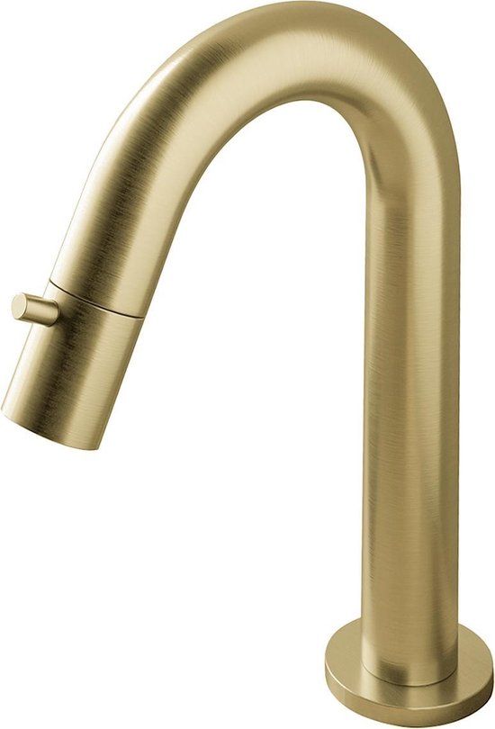 Hotbath Dude Fonteinkraan - Gebogen - 19.3 cm - Geborsteld Messing PVD