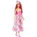 Barbie Royal HRR08 Pop met blond en roze fantasiehaar, kleurrijke accessoires, kleurverloop roze top en vlinderrok