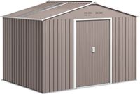 Outsunny Gerätehaus Stahl 277L x 195B x 192H cm Hellgrau