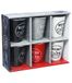 5five 6 tasses à café rouge bistrot 7 x 5 cm 11 cl rouge noir gris blanc soucoupe cuisine