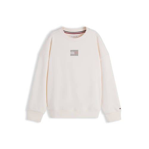 Tommy Hilfiger sweater met print en strass-steentjes - wit