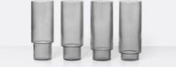 Ferm Living Ripple Long Drink Glasses - Smoked Grey - set van 4